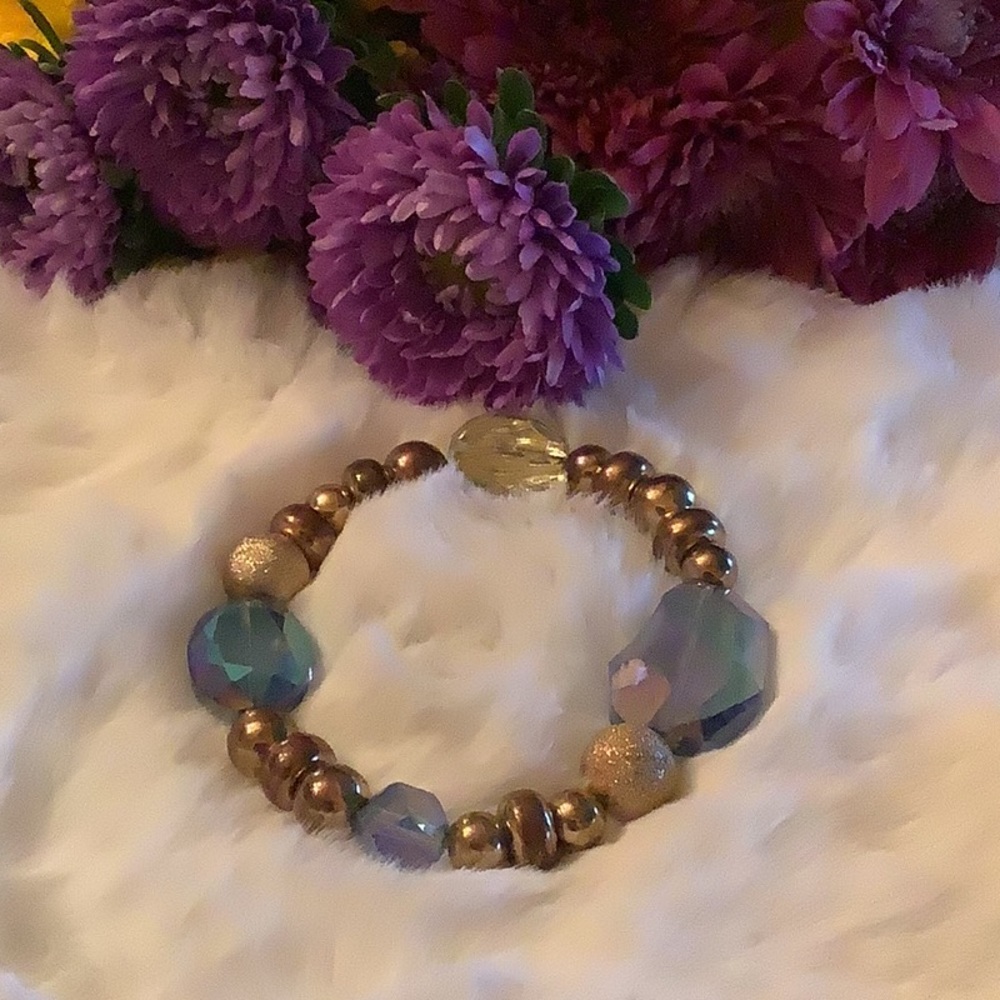 Blue and Gold Stretch Bracelet